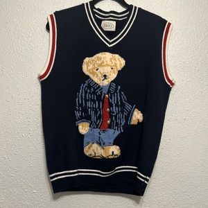 Cider vintage women’s wool vest, bear detail with buttons, casual, fall